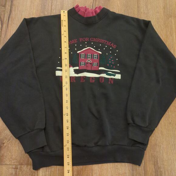 VTG Oregon Christmas Adult XL Double Collar Sweatshirt Grandma Grandpa Goth Emo - Picture 4 of 7